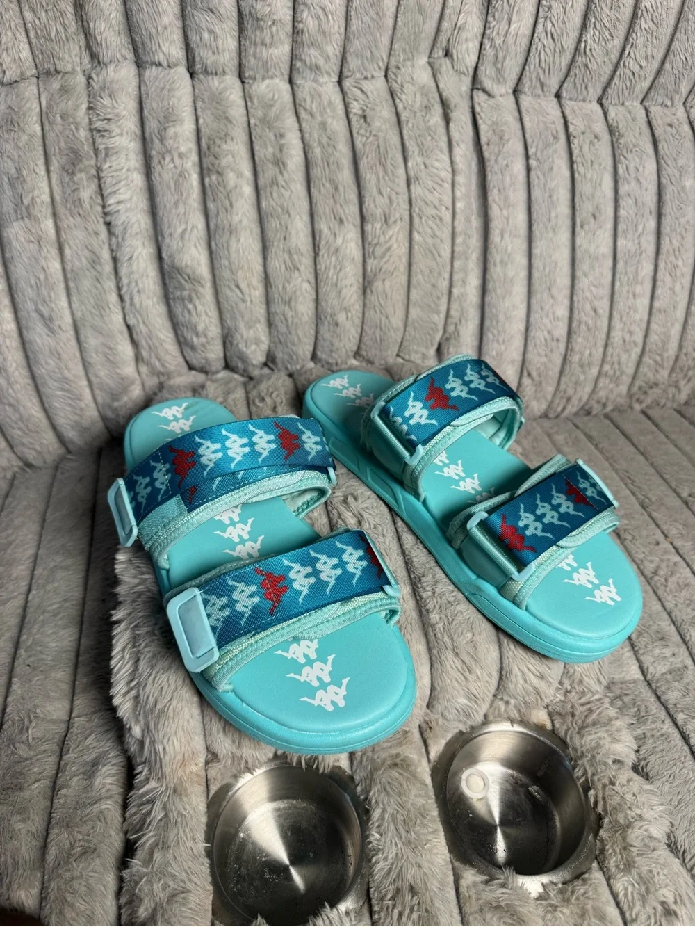 Kappa Aqua Teal Logo-Embossed Slide
